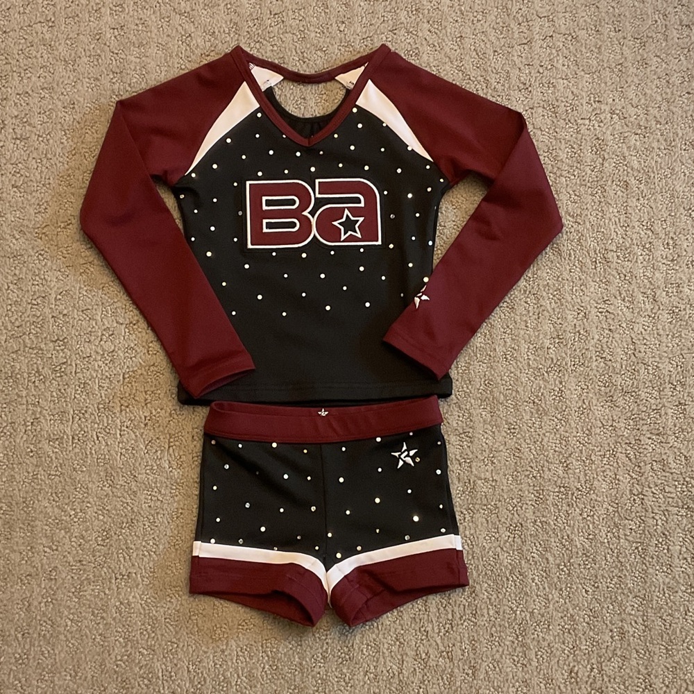 Kids Maroon & Black Cheer Matching Set - BA Logo 0383